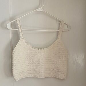 aerie Crochet Crop tank top in white